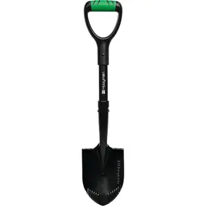 Mini Digging Shovel with Heavy Duty Carbon Steel Construction, Ergonomic No-Slip H-Grip Handles, D Handle, and Serrated Blades for Gardening, Land Management, Yardwork, Farming, and Outdoors