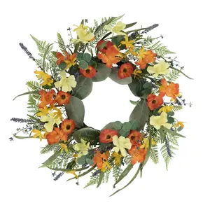 Puleo 24" Dogwood Poppy Daisy Floral Spring Wreath