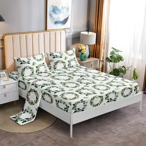 4-Piece Sheet Set – Soft Microfiber Bedding, Deep Pocket Wrinkle-Free Festive Christmas Sheets, Trees, Candy Canes, Reindeers Holiday Christmas Gift