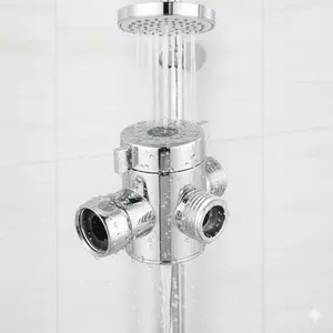 Triple Function Shower Diverter Valve, Tool-Free Installation, Dual Outlet Adapter for Bidet & Shower Heads, Eco-Friendly Brass, Quick Connect, Universal G1/2 Tap Converter, Space-Saving Bathroom Accessory