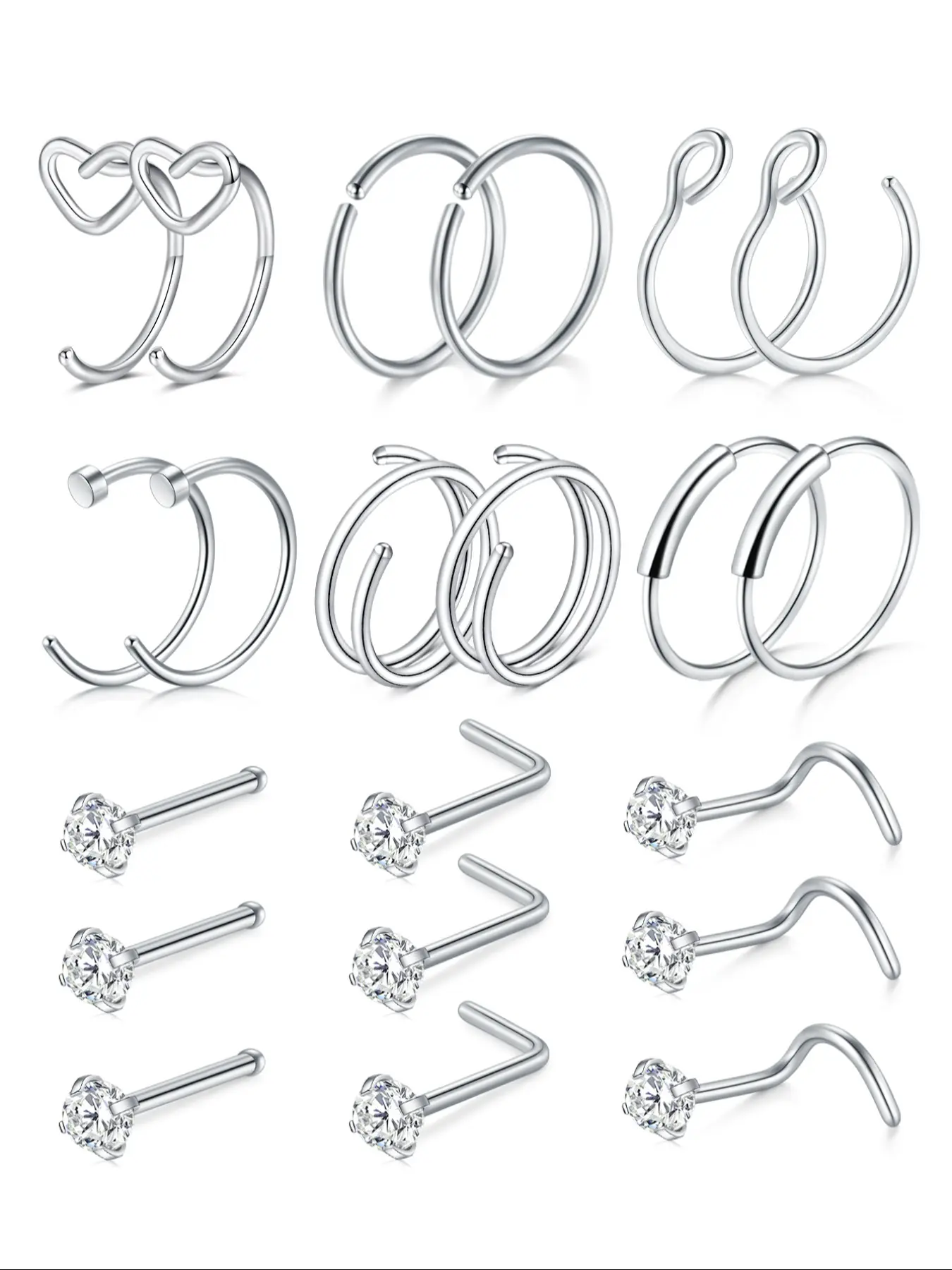 Hypoallergenic Surgical Stainless Steel Nose Ring Hoop Stud, Nose Piercing Jewelry, Unisex L-Shape Design, Durable & Comfortable, Ideal for Daily Wear
