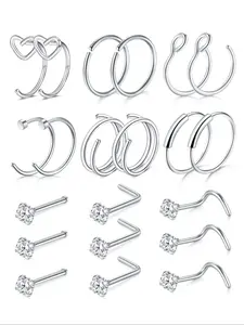 Hypoallergenic Surgical Stainless Steel Nose Ring Hoop Stud, Nose Piercing Jewelry, Unisex L-Shape Design, Durable & Comfortable, Ideal for Daily Wear