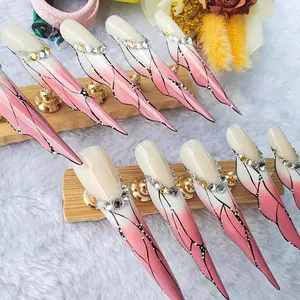 Jmnails butterfly extra long 10Pcs Handmade Acrylic Press on Nails Art Beautifull Nails Polish Extra Party Luxury Fashion Comfortable and Reusable Nails