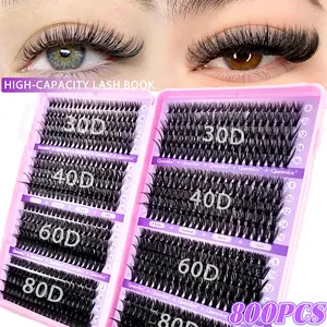 DIY Lash Book Kit-8-16mm Premium Lash Extensions 10D-150D, Bold Wild Volume Falsies, Individual Cluster Lashes with Glue Tweezers Brush, Christmas Eve NYE Bash Winter Party Daily Wear, Soft Lightweight Reusable for Beginners&Beauty Aficionados