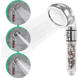 Original Filtered Shower Head, Eco Power High Pressure Water Softener Showerhead with ON/OFF switch and Spa like Ionic beads for Dry Skin & Hair — 3 Spray Settings