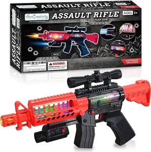 Artcreativty Toy Rifle Vibrating Toy Guns for Boys, 13.25" Light Up Fake Gun with Sounds, Immersive Vibration, and Batteries Included, Military Toy Machine Gun, Toy Guns for Boys 8-12