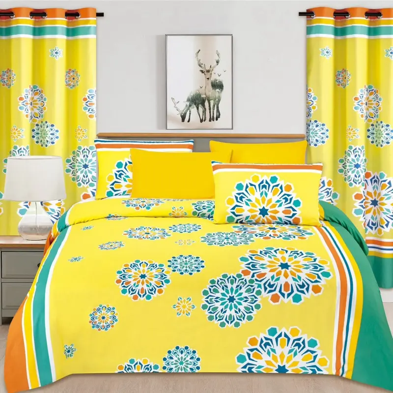 8 pcs  Floral Bedsheets with Curtains Comfortable Durable Material for Any Bedroom