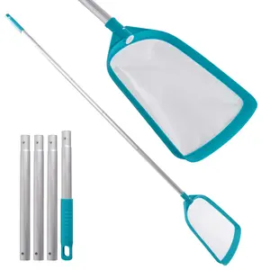 Professional Swimming Pool 6-Foot Leaf Skimmer Net with 5 Aluminum Pole Sections - Ultra Fine Mesh Netting, Skim the Finest Debris