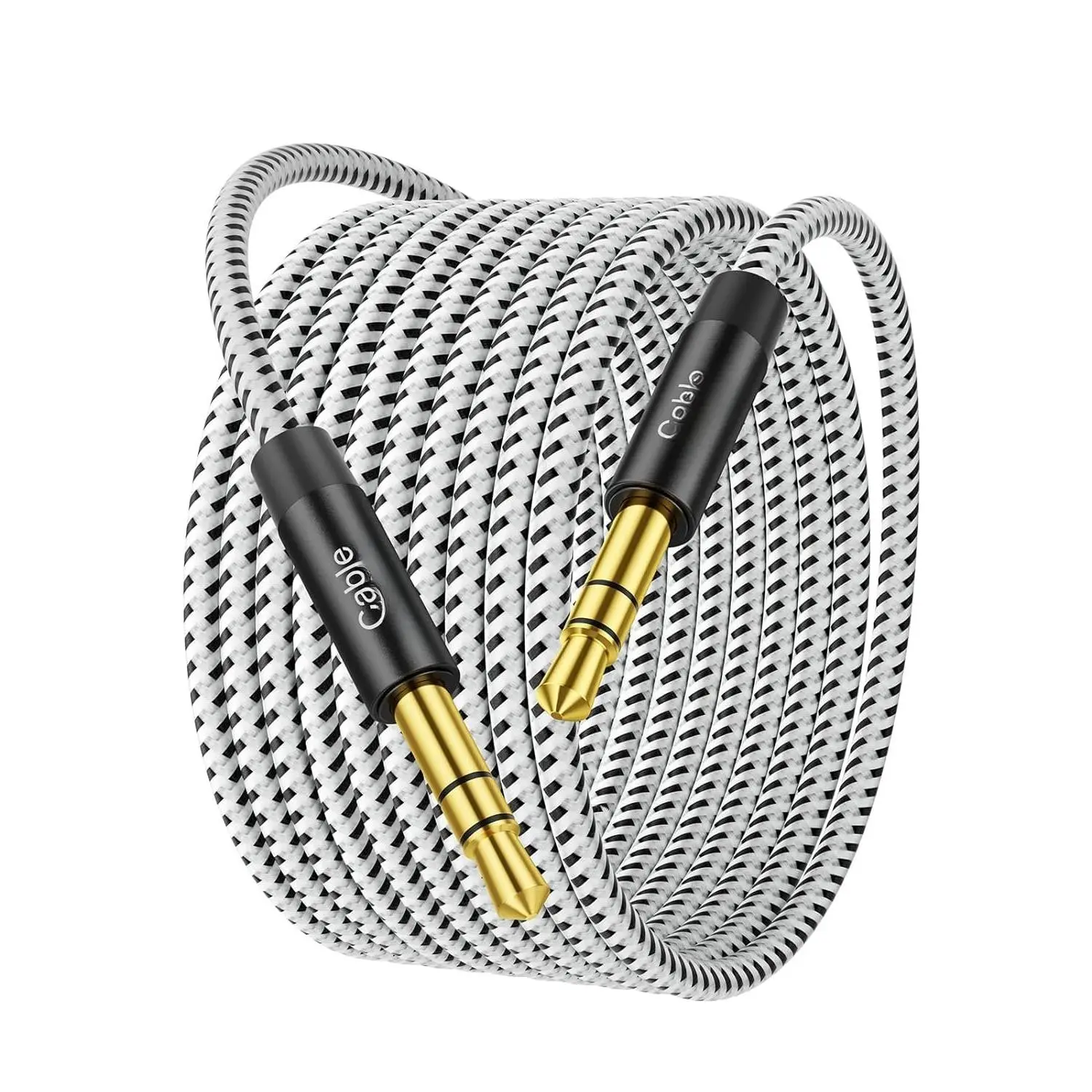 Long Aux Cord (30FT/9M), 3.5mm Audio  Male to Male, Braided Hi-Fi Sound 1/8 Auxiliary Headphone Cord Extension for  Stereos, Projector, Speaker(with Aux Port Devices), Black.