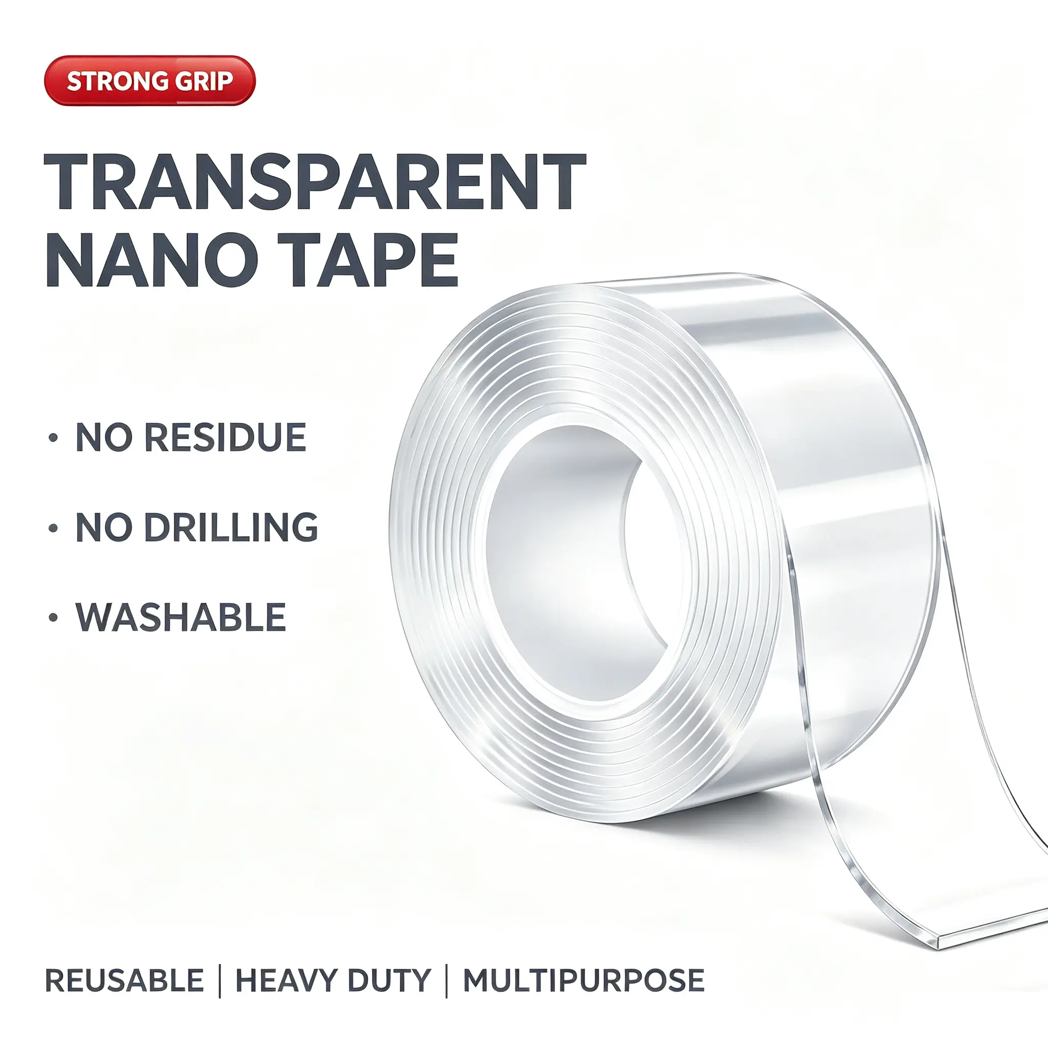 Heavy Duty Double Sided Nano Tape - 9.85FT x 1.18IN x 0.07IN Acrylic Gel Material, Removable Adhesive Strips for Wall Art, Marble Surfaces, Apartments, Home, Car, Office Mounting & Hanging