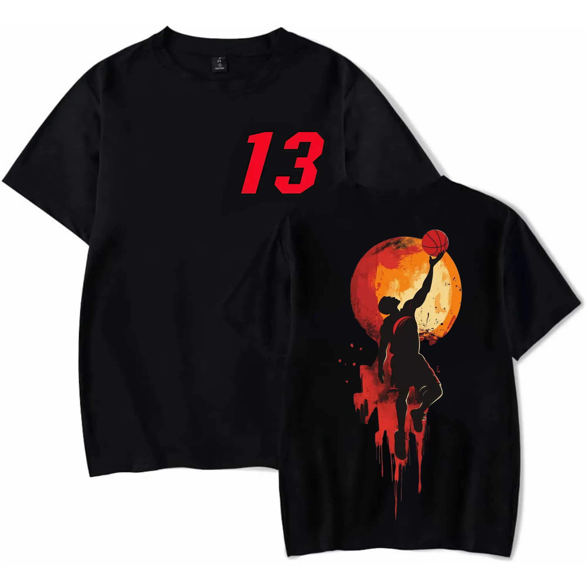 Men's Short Sleeve Round Neck Cotton Fabric Top - Miami Heat Bam Adeba Basketball Cartoon Classic Streetwear, Made in USA Unisex Gift for Birthday Christmas