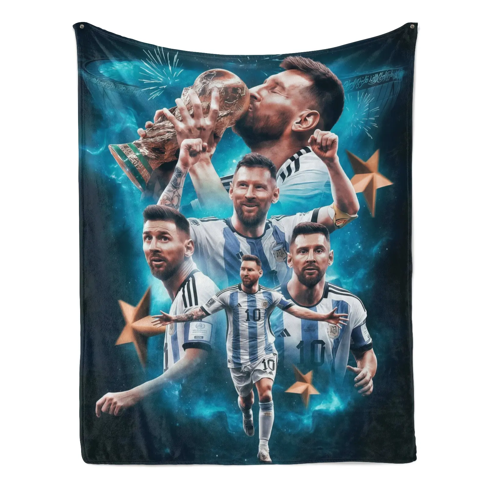 Lionel Messi Single-Sided Printing Flannel Throw Blanket - Flannel Fabric, Premium, Cozy, Soft, Lightweight, Durable for Repeat Use - Ideal for Bed, Sofa, Office Cozy Setup, Fan-Fun Decor - Multi-Size Bedding & Throws