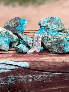 Handcrafted Sterling Silver & Turquoise Cowboy Boot Hat Pin