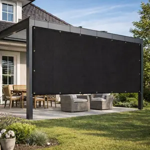 Sun Shade Screen Mesh Panel (10' x 8') with Grommets for Patio, Balconies, Gazebo & Pergola (Black Panel ONLY with Cords)
