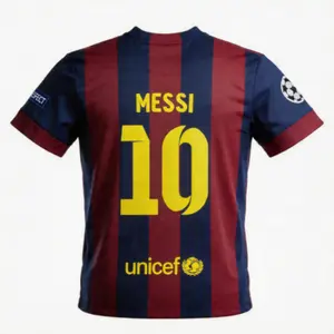 2014 15 Home Away Black Retro No.10 Messi Short Sleeved Long sleeved Soccer jerseys Fan Version