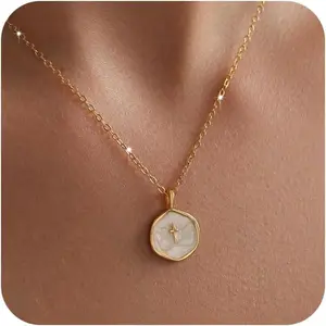 Foxgirl Gold Cross Necklace for Women Dainty Simple Cross Pendant with Enamel & Cubic Zirconia Gem Elegant Hypoallergenic Brass Jewelry Party Daily Wear For Christmas gifts