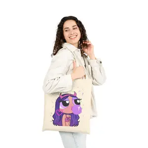 Fun Cotton Canvas Tote Bag - Cute Cartoon Designs, Everyday Use, Eco-Friendly Gift, Stylish Shopping, Party Favors