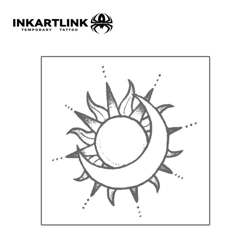INKARTLINK Tattoo Tech, 2 Sheets Semi-Permanent Temporary Tattoos ,Sun-Moon Glyph​​,Adult Art Design,Lasts 1-2 Weeks, Waterproof, Realistic Look, No Adhesive, No Reflection,For Man And Woman,Ideal for Swimming, Party