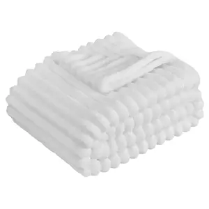 VEVOR Double-Sided Fleece Throw Blanket 50 x 60 Inches Super Soft Cozy White Bed Blanket for Couch Sofa Bedroom Machine Washable Heartwarming Present