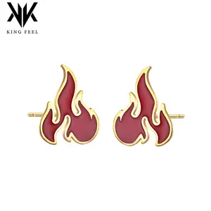 Wind Saint Fire Flame Titanium Steel Statement Stud Earrings - Trendy Cool Hip-Hop Fashion Accessories for Students