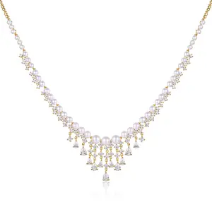 Frozen Queen Pearl Earrings Necklace Set