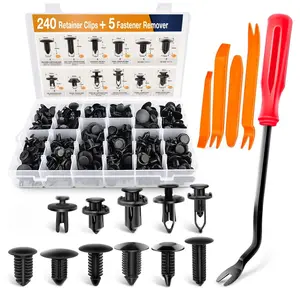 GOOACC GRC-33 240PCS Bumper Retainer Clips Car Plastic Rivets Fasteners Push Retainer Kit with 5 Fastener Removers for Door Trim Panel Fender Clips Compatible with GM Ford Toyota Honda Chrysler