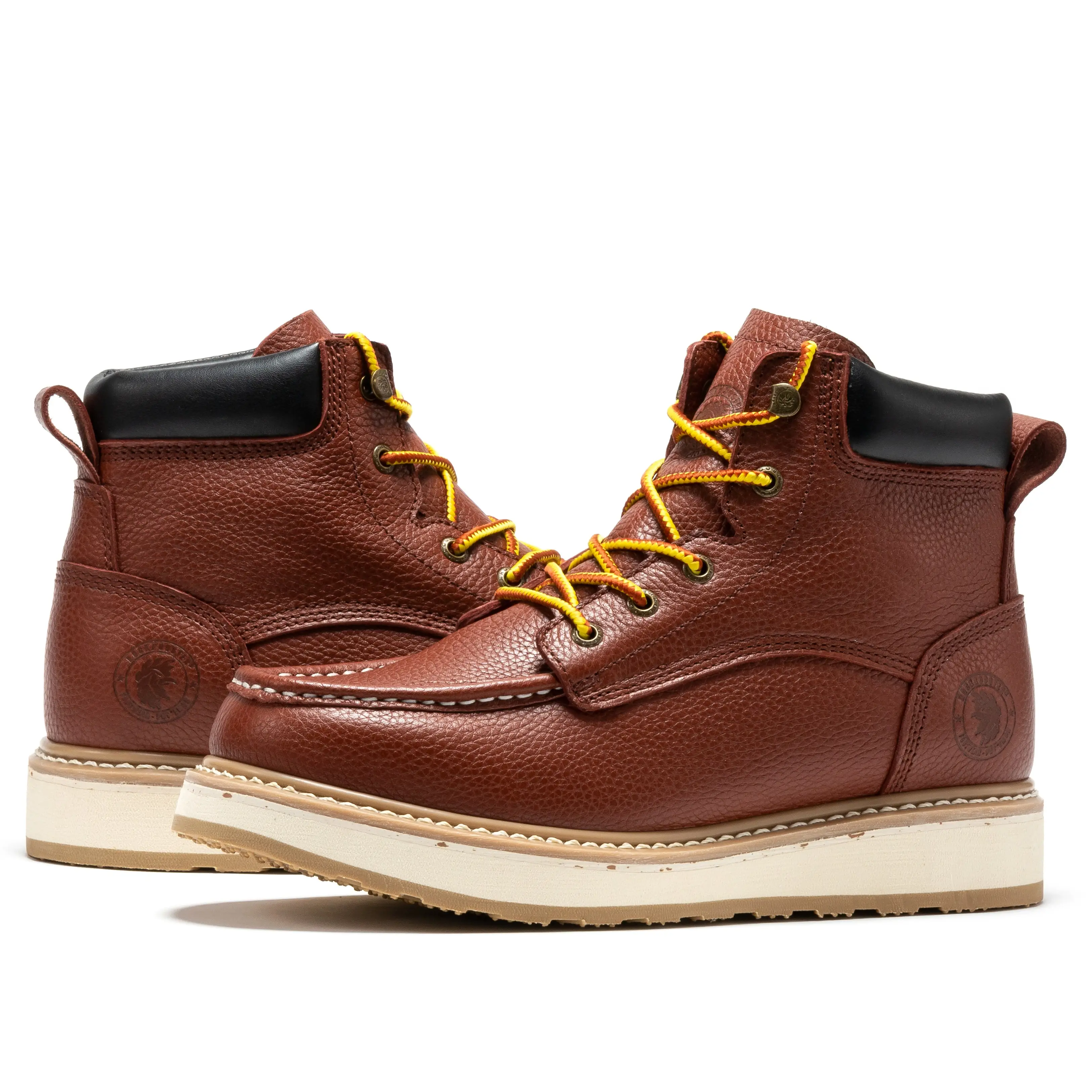 ROCKROOSTER Work Boots for Men Round Toe Soft Toe Slip Resistant Oil Resistant Roofing Boots Comfort Leather Insole Foam Boy Moisture Wicking High Qua