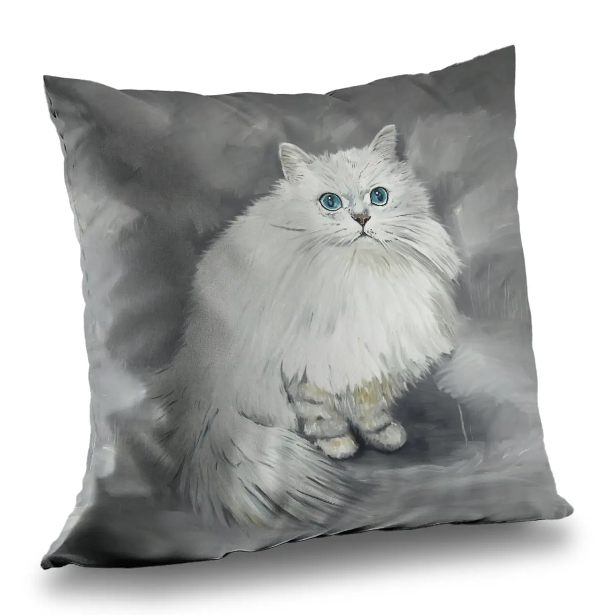 Begin Home Decor C1PT1414Y02656 14 x 14 in. Chinchilla Persian Cat Poly Twill Throw Pillow - Home Decor