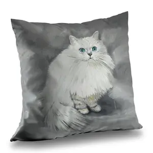 Begin Home Decor C1PT1414Y02656 14 x 14 in. Chinchilla Persian Cat Poly Twill Throw Pillow - Home Decor