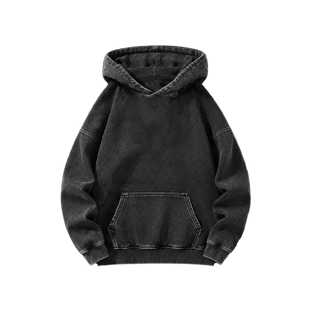 Men's Heavyweight Acid-Wash Pure Cotton Hooded Sweatshirt - Acid Wash Hoodie, Casual Pullover Sweatshirts, Mens Clothing, Unisex Style for Autumn Winter, Hoodies to Buy,clothes for back to school,first day of school outfits