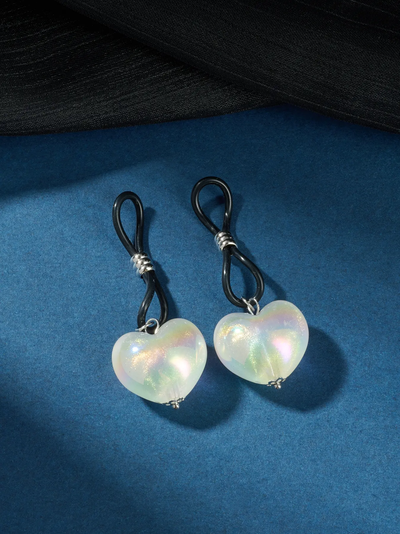 1pair fake nipple piercing glow in the dark fake nipple rings non piercing Heart shape fake nipple jewelry clip on nipple rings for women men adjustable Acryl Material, Fake Piercings
