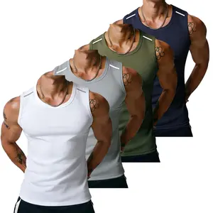 Men’s summer ultra-thin loose-fit tank top set (4-piece set / single-neck tank tops), breathable activewear suitable for outdoor running and outdoor activities