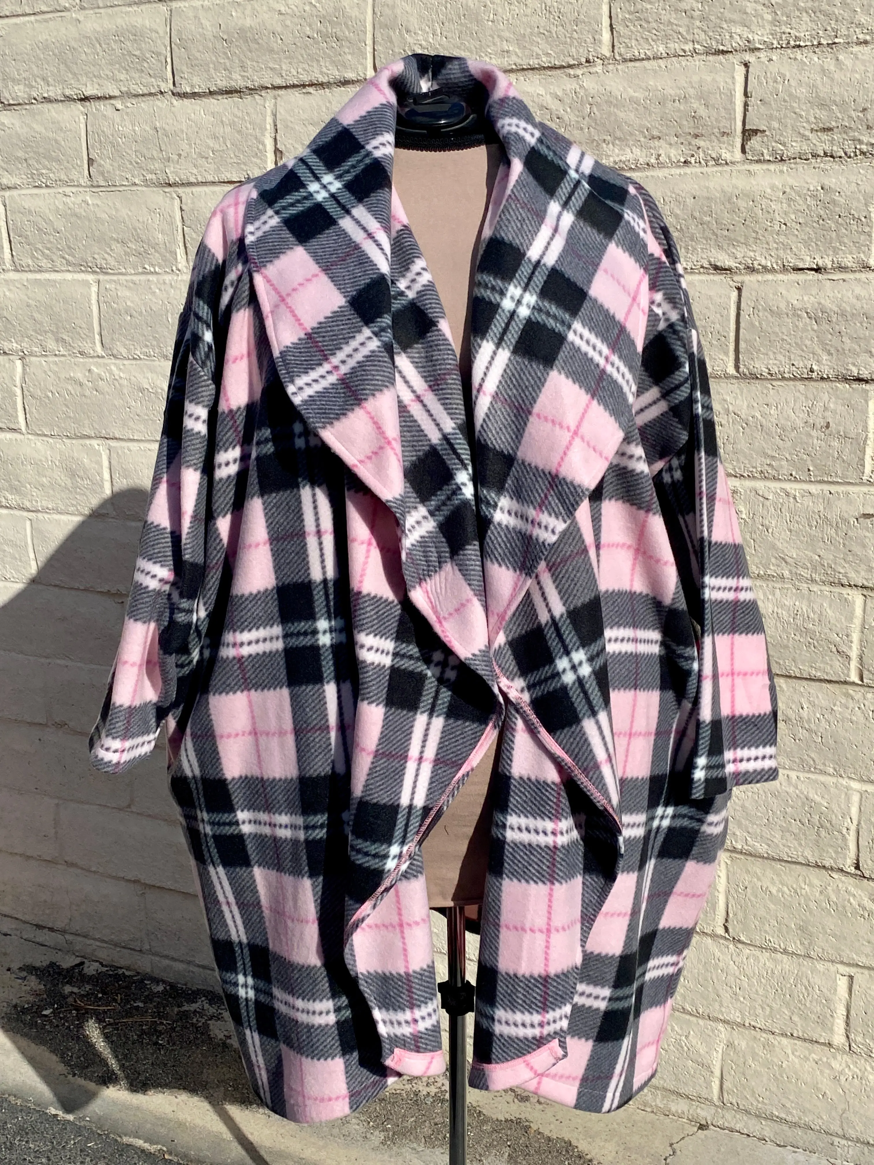 Cozy Coat - size Small - Pink & Black Plaid