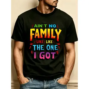 Vibrant Comic Style Cotton T-Shirt Featuring Ain't No Family Like The One I Got Text Design Ideal for Casual Spring and Summer Wear Great Gift for Family Enthusiasts