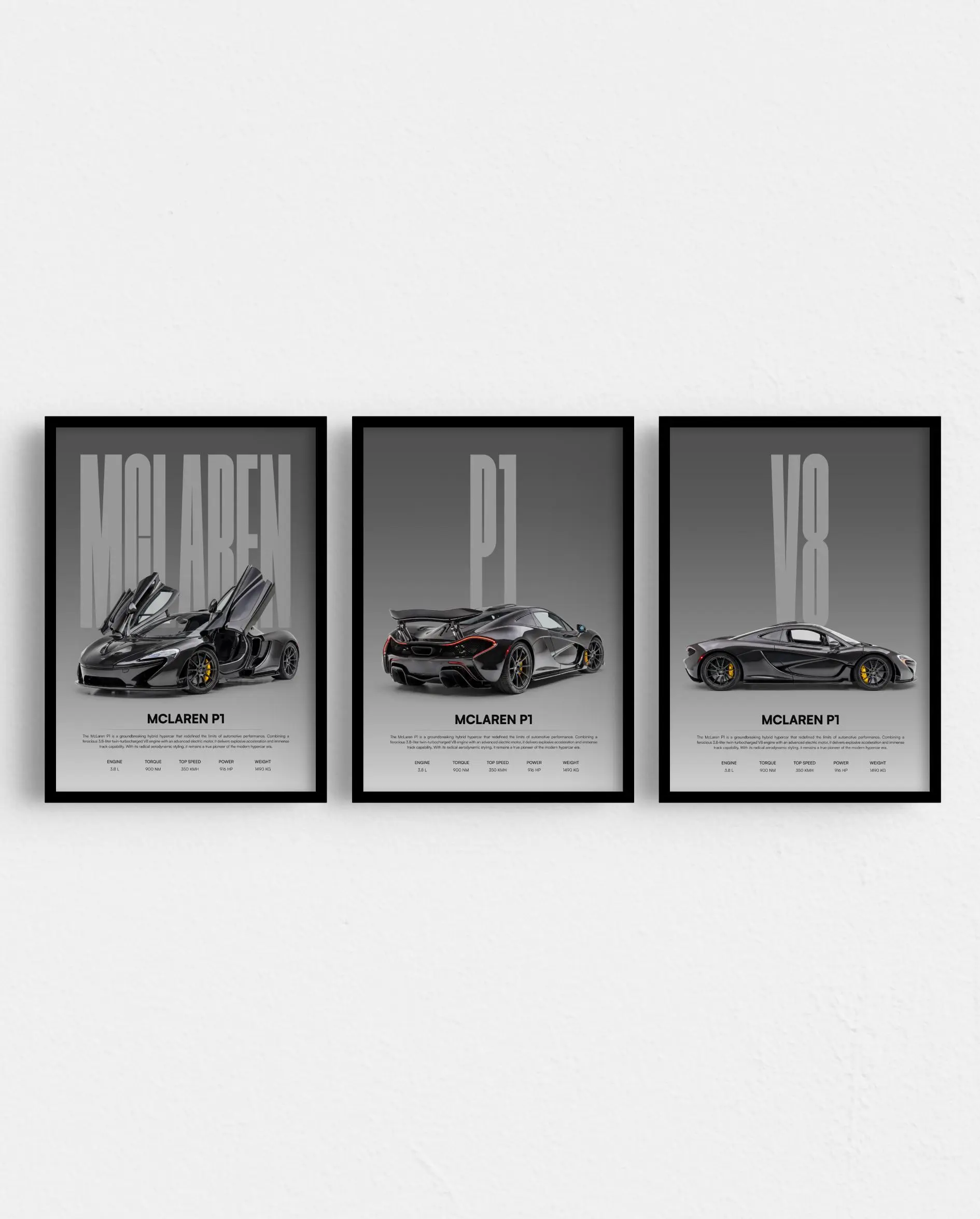 McLaren P1 Posters, Hypercar Wall Art, Product without frame