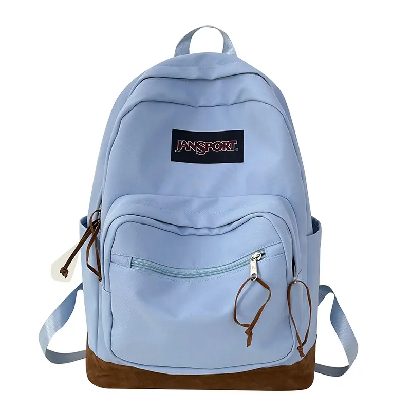 JanSport Navy Blue Suede-Panel Backpack-High-Capacity Student Laptop & Travel Backpack (Back-to-School Ready)
