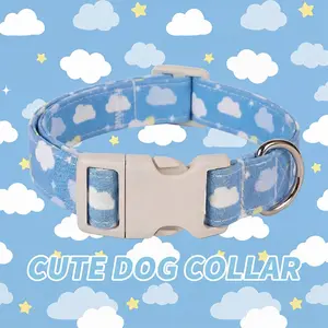 Cloud Theme Cartoon Dog Collar, Durable Breathable, Suitable for Small/medium/large Dogs, Ideal Puppy Birthday Gift, Adjustable with Quick Release Buckle