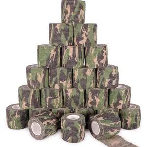 24 Pack Self Adherent Cohesive Bandage Wrap, 2u201D x 5 Yards Flexible Grip Tape Camo  , Athletic Bandages Wrap for Sports, Ankle, Stretch Athletic.