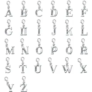 26 Alphabet English Letters Crystal First Initial Name Charms for Bracelet,Necklace,Zipper Puller