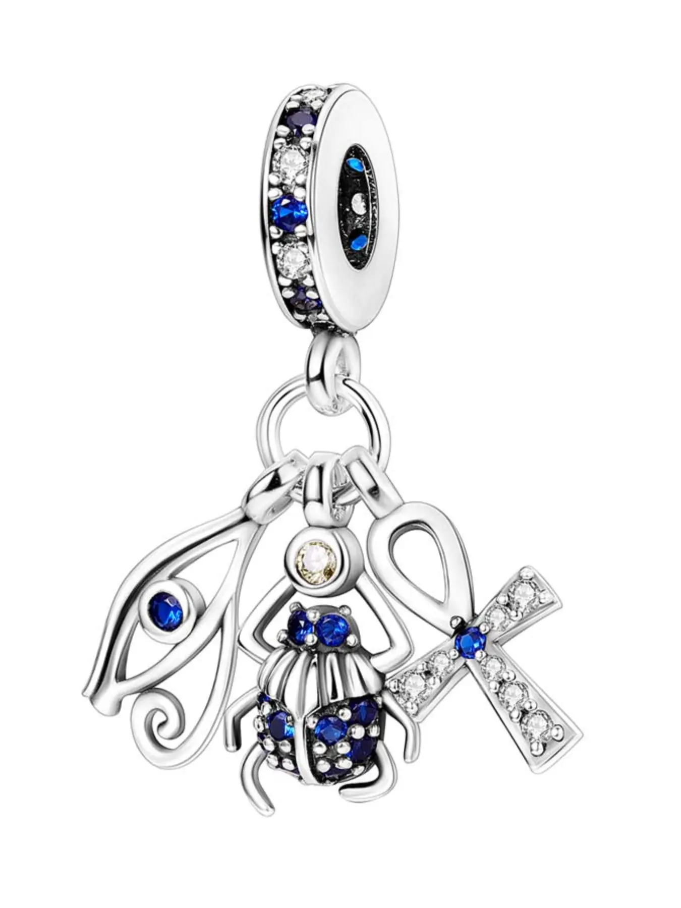 High-Quality Silver-Plated Scarab and Ankh Pendant, DIY Jewelry Making Kit, Unique Minimalist Design, Perfect for Bracelets and Necklaces