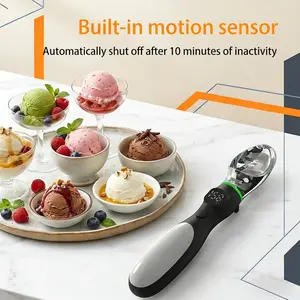 Rechargeable Electric Ice Cream Scoop, 2oz Stainless Steel, LED Display, Ambient Light, Durable Hard Ice Cream Scoop