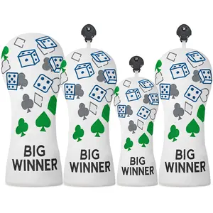 Golf Club Head Driver Cover, Dice Playing Cards Design Style, Suitable for Male & Female Outdoor Enthusiasts, Golf Club Protector