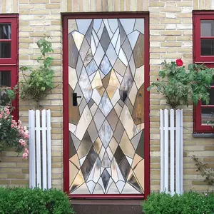 2pcs Vintage Church Stained Glass Static Cling Window Film No Glue Self Adhesive Frosted Privacy Glass Sticker for Bathroom Kitchen Toilet Translucent Opaque Decorative Window Cling Film