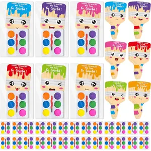 24 Pack DIY End of the School Year Watercolor Paint Bulk Gifts for Students, Greeting Card with Water Coloring, Mini Paint Bulk Set for Kids Boys Girls Graduation Party Favors