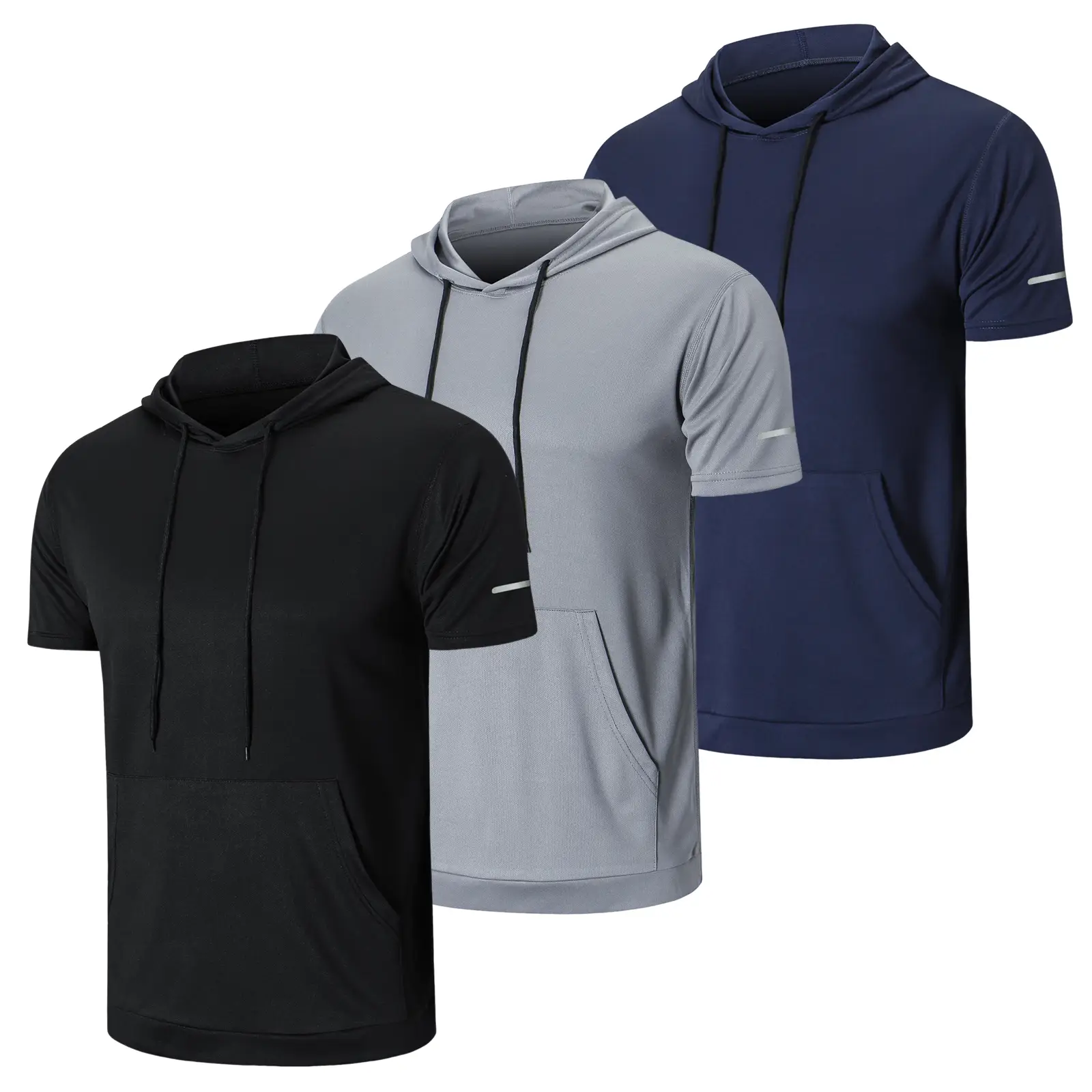 Men's Plain Round Neck Workout Short Sleeve Mesh Athletic T-Shirts with Hoods Spring Sportswear Compression Quick Drying T-shirt Back To School Tops 1