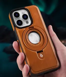 For iphone 16 Pro Max Magnetic stand Mobile case High-end leather case Anti-fall Business male iphone 15 Pro max/14/13/12-ptk-pg