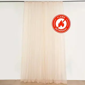 2 Pack 5ftx10ft Nude Chiffon Backdrop Drape Curtains, Durable Flame Resistant Sheer Organza Event Divider Panels With Rod Pockets