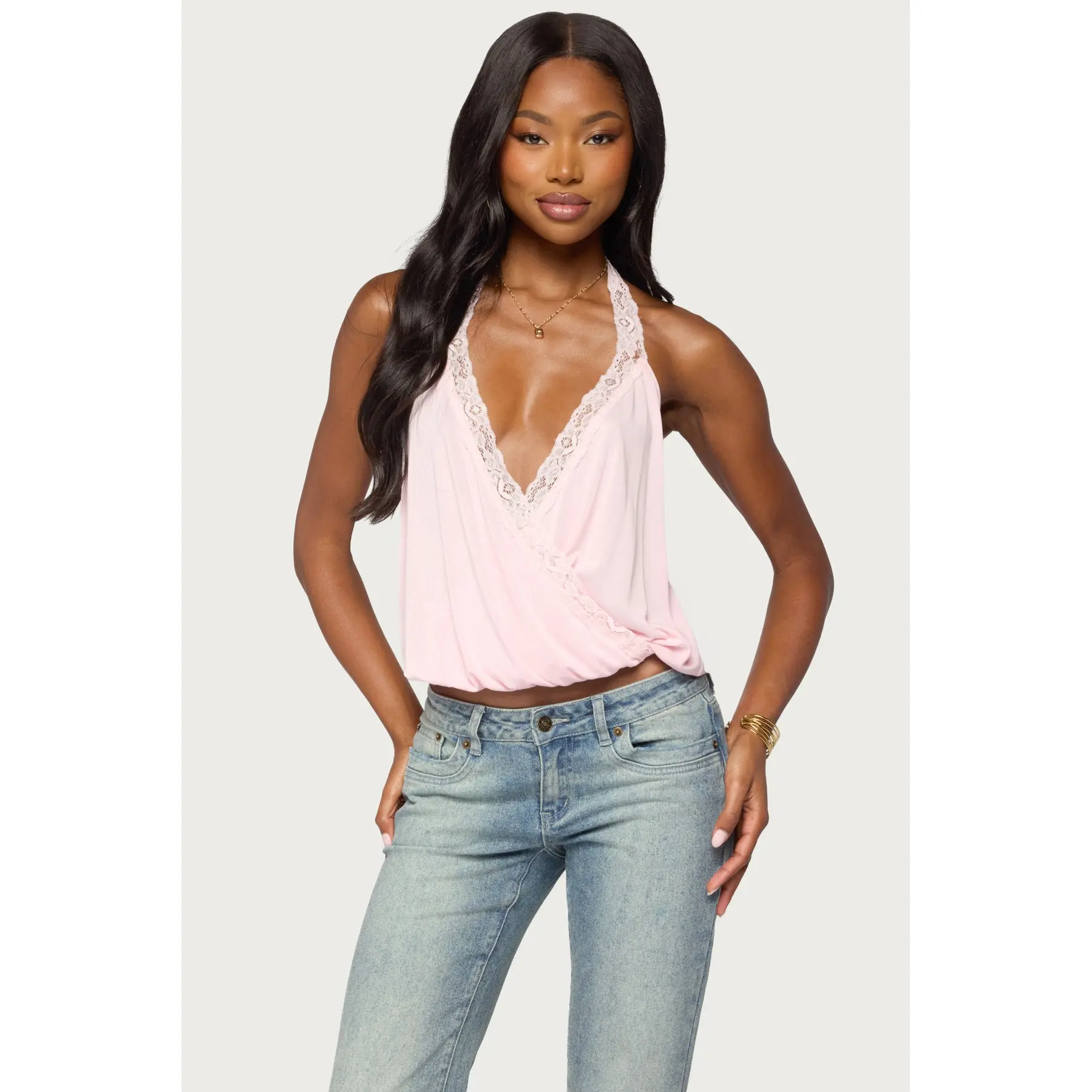 Eilen Lacey Wrap Halter Top