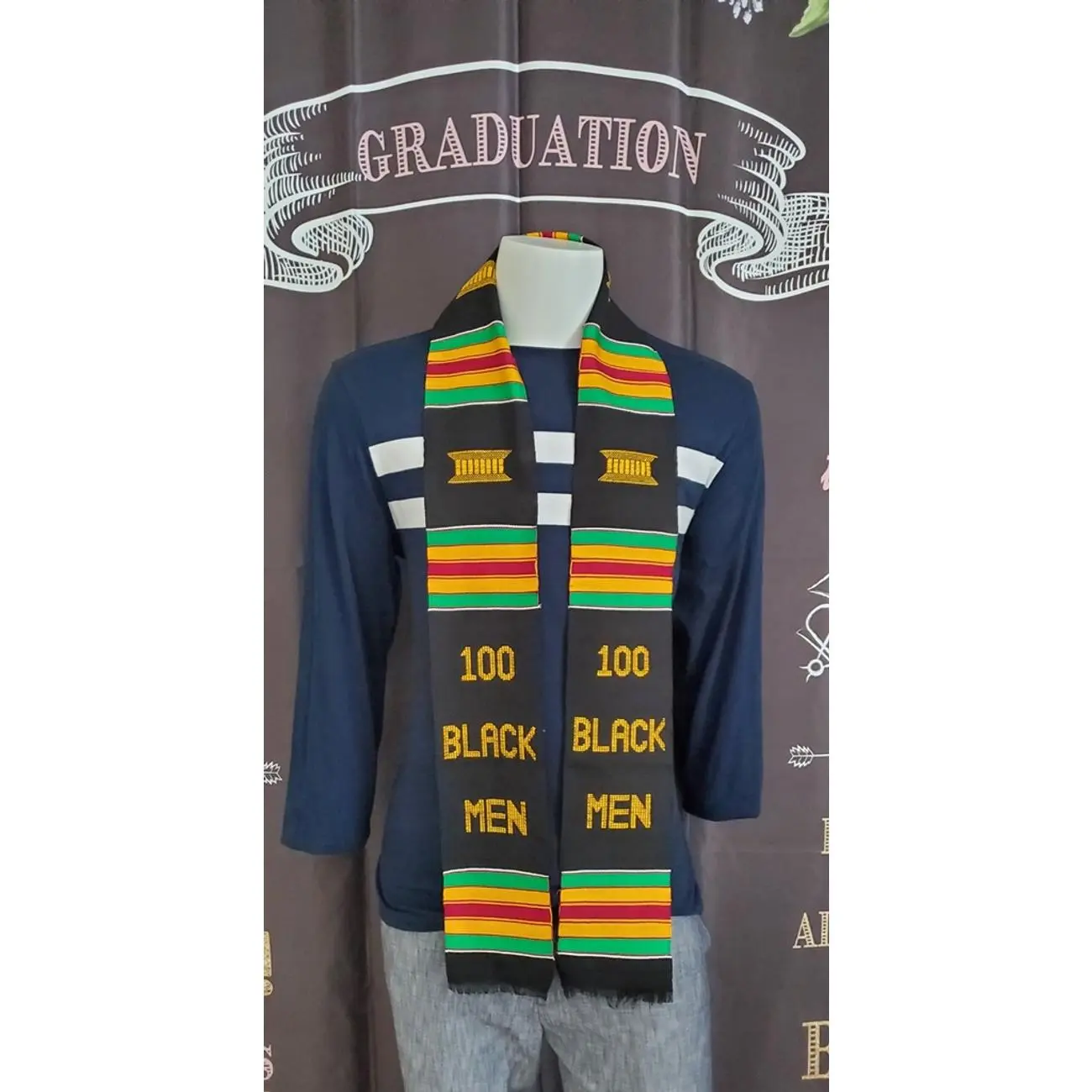 100 Black Men Kente Stoles, Kente Graduation Stoles Black Girl Magic 2025 Kente Stole, Graduation Stoles/Sash, Class of 2025 Grad Sash UGS5