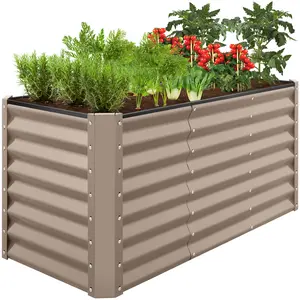 Best Choice Products 4x2x2ft Outdoor Metal Raised Garden Bed, Planter Box for Vegetables, Flowers